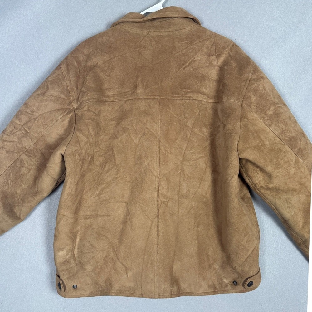 Weatherproof Jacket Mens Large Faux Fur Suede Tan Lined Full Zip Long Sleeve EUC